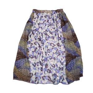 Missoni Women's Water Colors Purple Patterned Silk Midi Skirt Medium